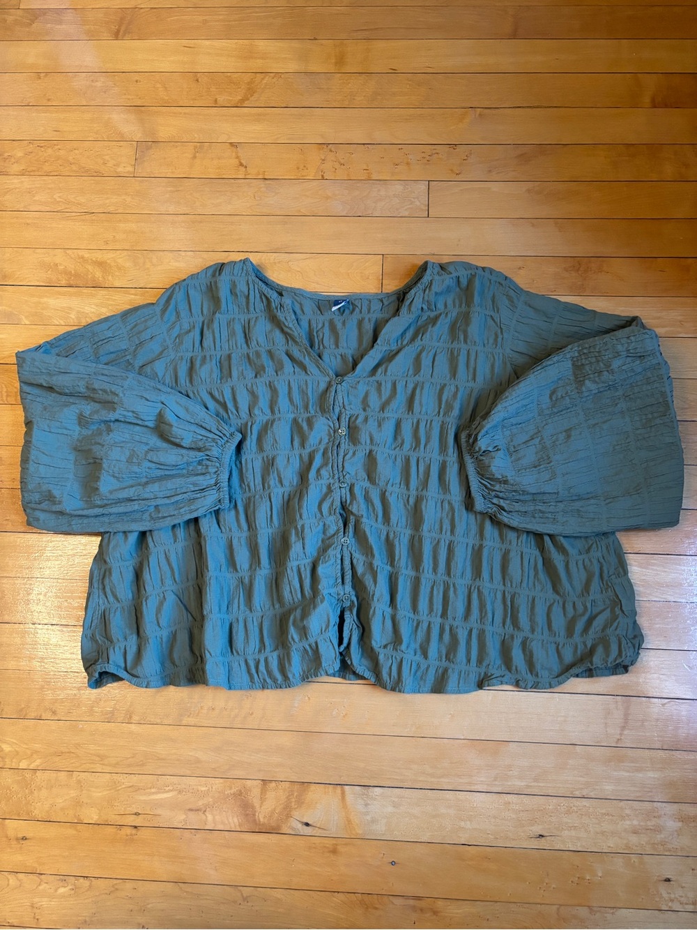 EUC Old Navy Lightweight Button-Down Check Smocked Top | Women’s Plus 2X